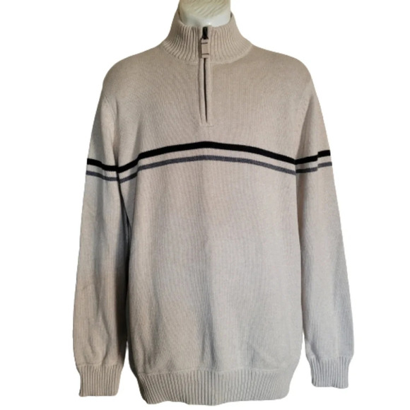 Eddie Bauer Tan Quarter Zip High Neck Sweater Size Men's Large - Picture 1 of 9
